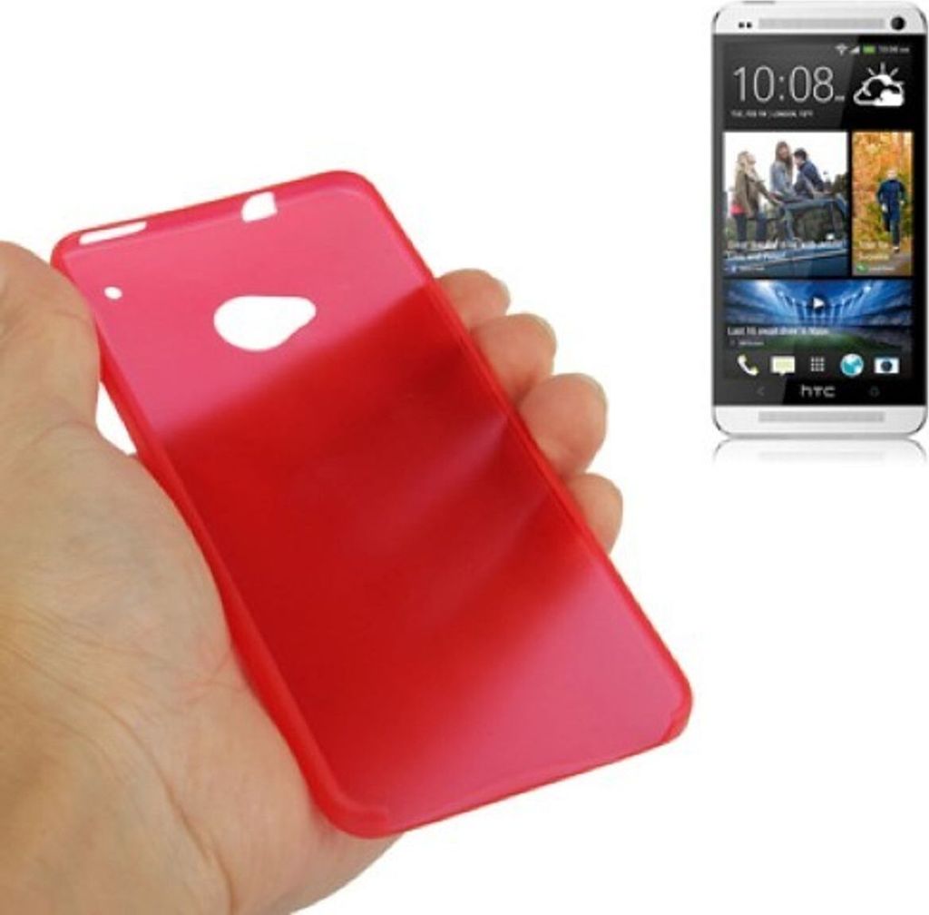 Schutzhülle Case Ultra Dünn 0,3mm für Handy HTC One M7 Rot Transparent