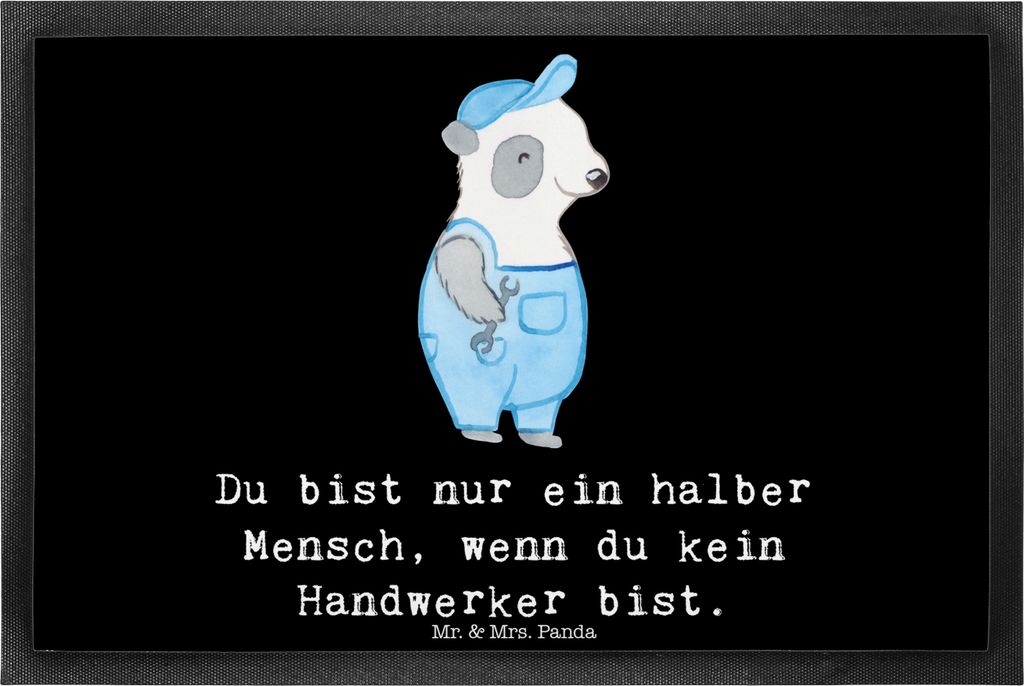 Mr. & Mrs. Panda Fußabtreter Handwerker Herz 40 x 60 cm - Schwarz - Geschenk, Schmutzmatte, Fussmatte, Lustig, Schmutzfangmatte, Spruch, fußmatte...