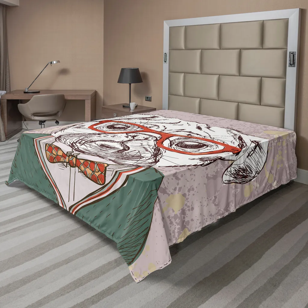 Drap pour lit pour chien ABAKUHAUS Illustration Chien Hippie 244x205cm