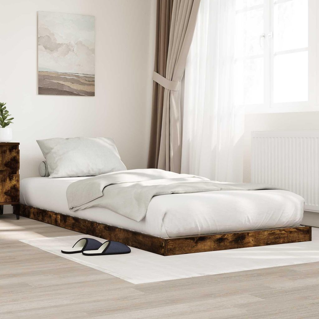 Maison Exclusive - Bodenbettrahmen Geräucherte Eiche 90 x 190 cm Holzwerkstoff