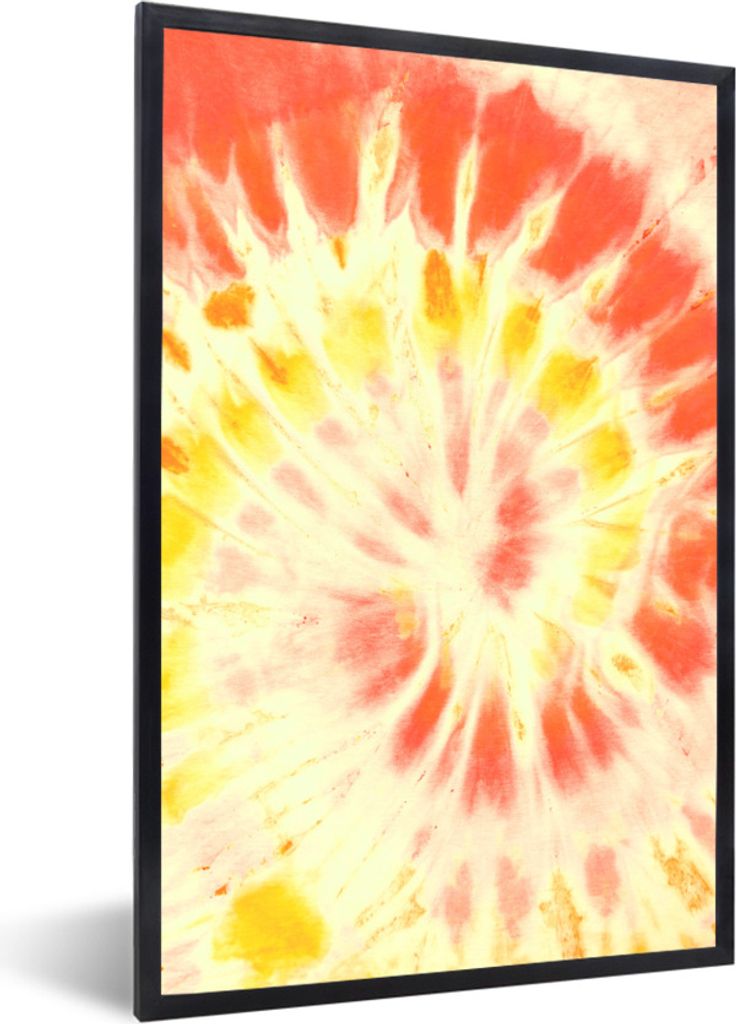 MuchoWow Gerahmtes Poster Krawattenfärbung - Rot - Gelb 20x30 cm - Poster mit Schwarzem Bilderrahmen Wandposter Rahmen Foto Bilder - Drucken - B...