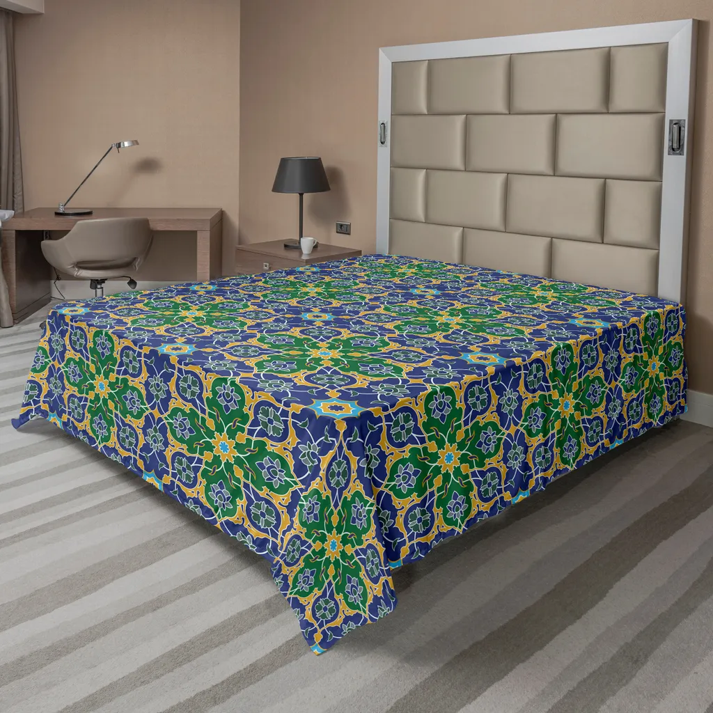 Lenzuolo ABAKUHAUS 275x260 Orientale | Stampa HD Giallo Verde