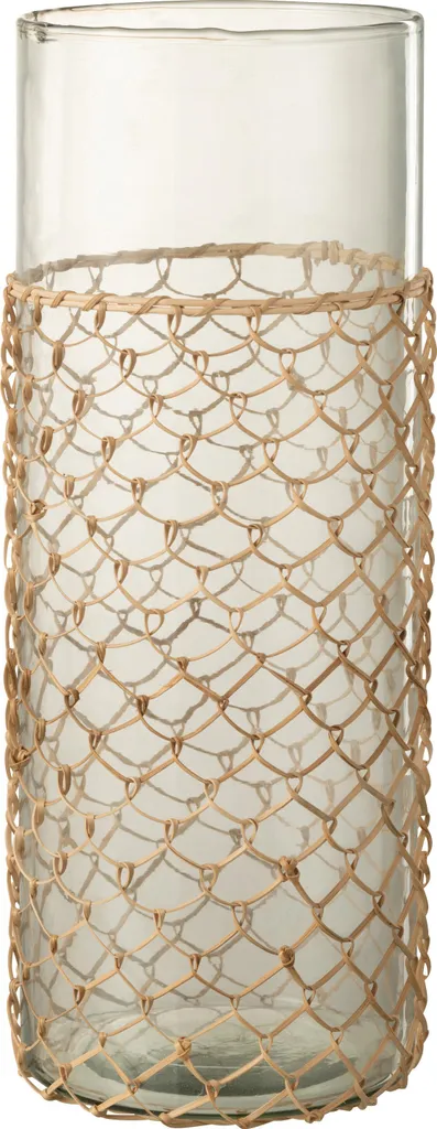 Vase en Verre Transparent avec Habillage Roseau Naturel J-Line Large