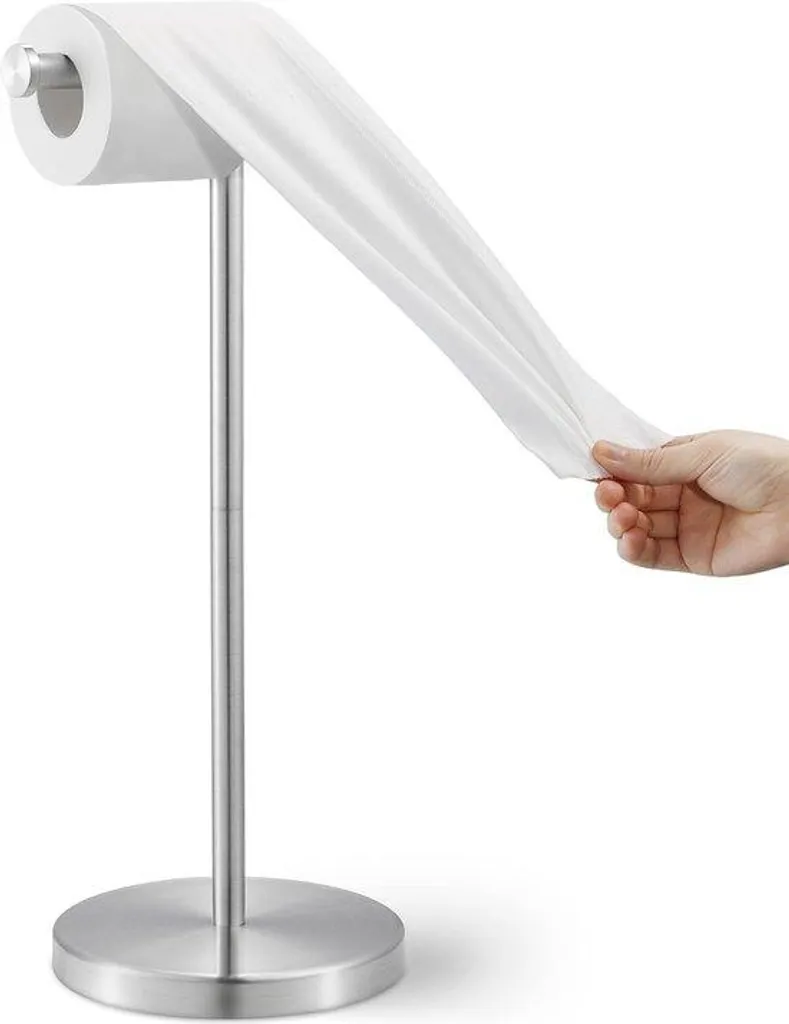 Porte-papier WC stable anti-basculement, support inox sur pied solide