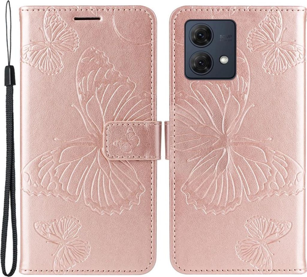 Motorola Moto G84 Hülle - Coverup Schmetterlinge Klapphülle - Roségold