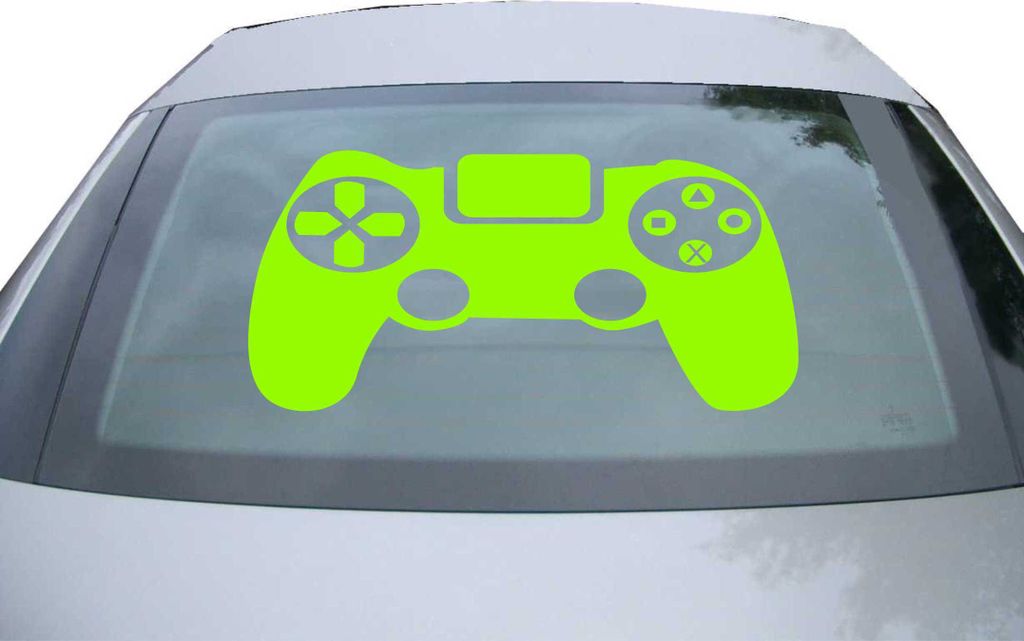 Indigos UG - Aufkleber Heckscheibe & Motorklappe DE7036 - neongrün - 600x528 mm - Controler Retro Spiel zocken Games Spiel - Auto Scheiben Fenster...