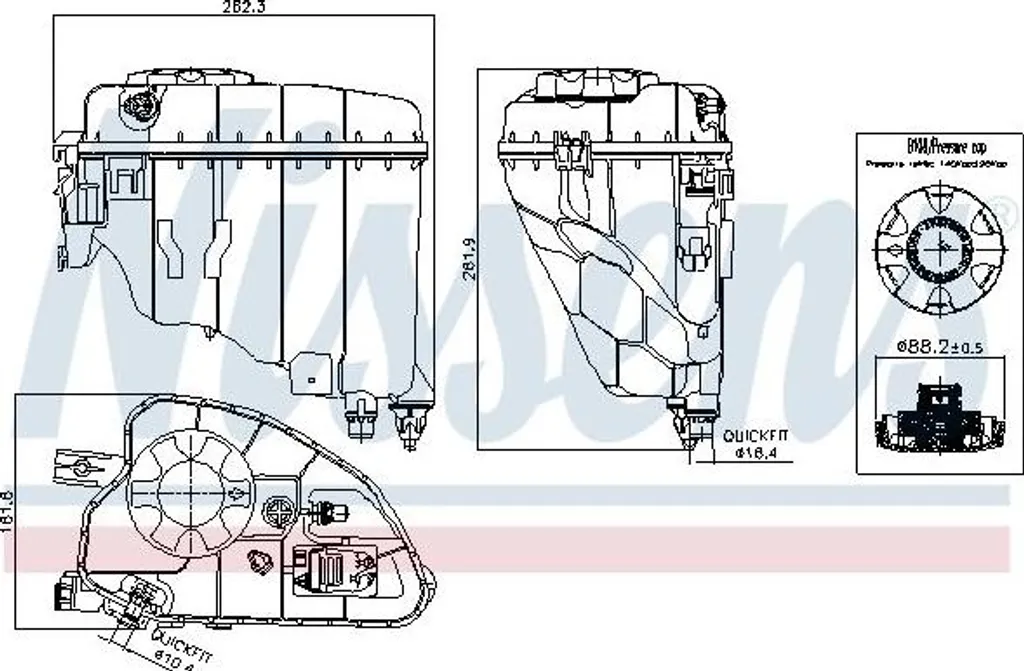 Vase d'expansion Nissens 996209 pour BMW Série 5 G30 G31 et 7 G11 G12
