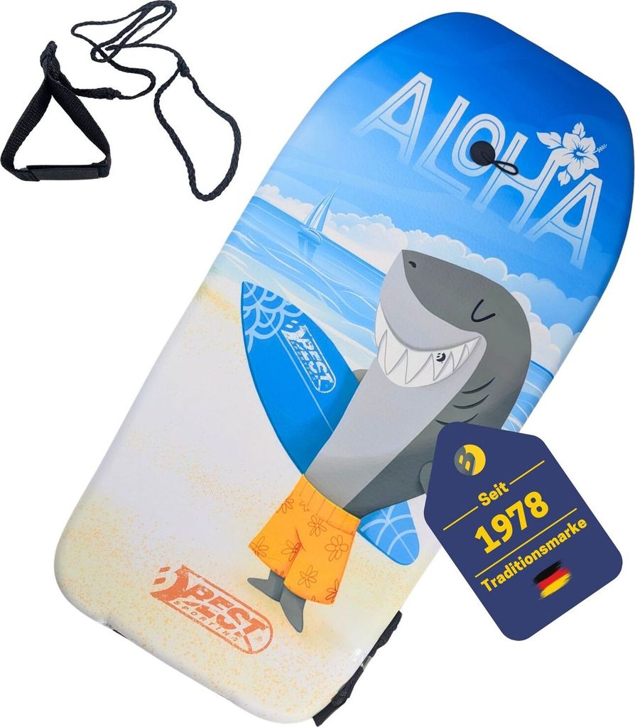 Best Sporting Bodyboard Kinder in tierischem Hai-, Delfin- oder Schildkröten-Design I Surfbrett Kinder 92 x 46 x 5 cm bis 75 kg I Surfboard Kinder...