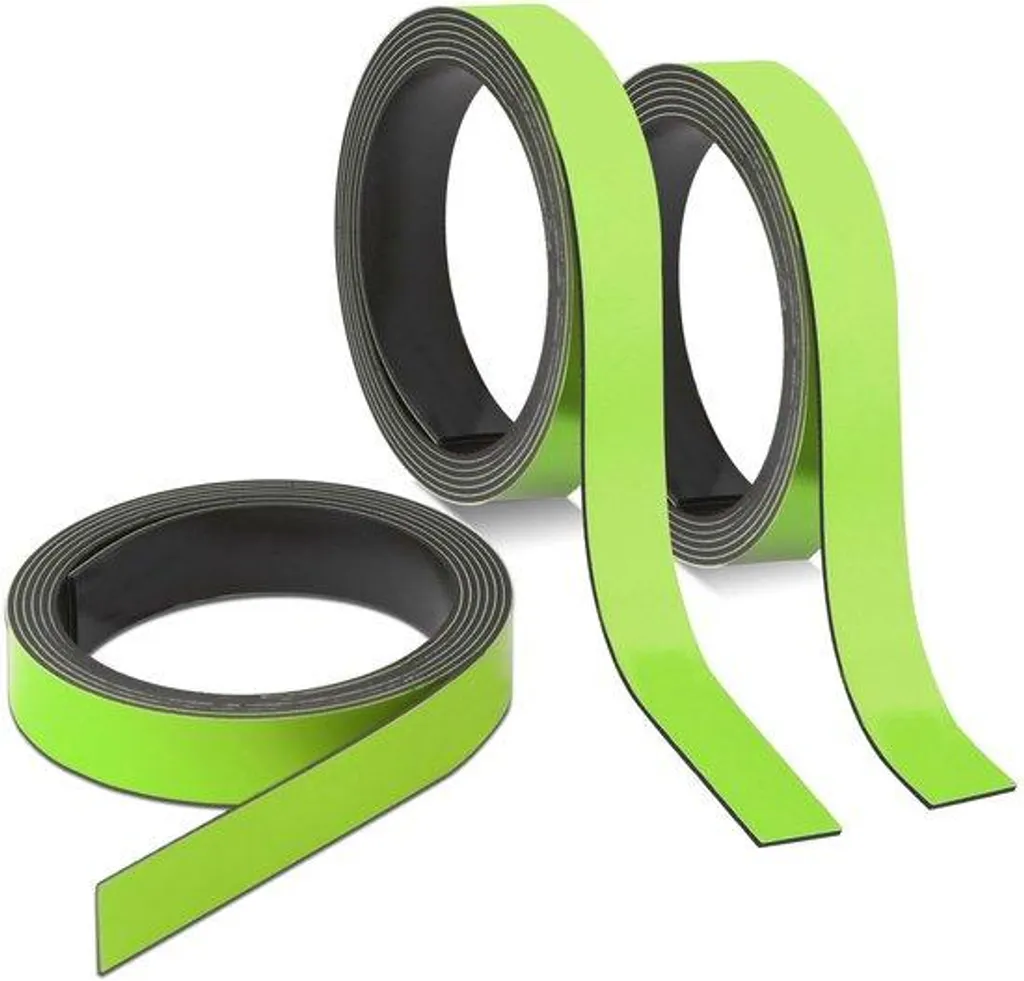 Bandes magnétiques pour tableaux blancs et calendriers, vert 1cm x 1m