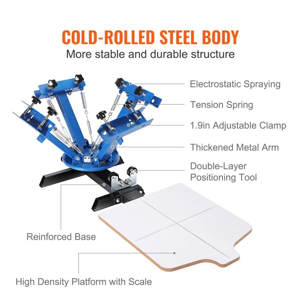 Machine Sérigraphie Rotative 1 Couleur avec Plateau Réglable en Acier