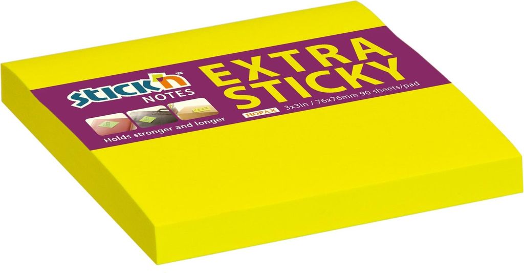 Bloček samolepicí Stick'n Hopax Extra Sticky, 76x76 mm, Produktbild 