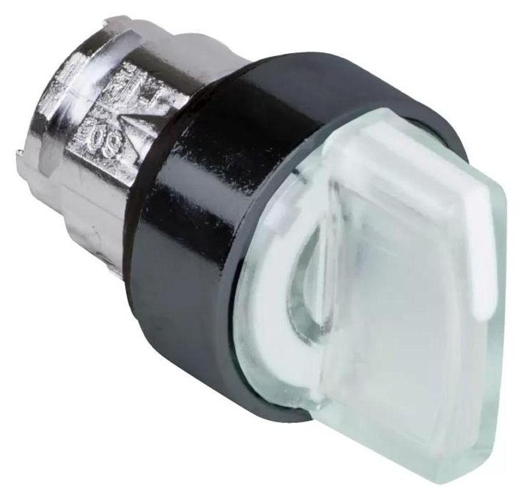 Schneider Electric Leuchtwahlschalter, Frontelement, Harmony XB5, Kunststoff, 22mm, weiß, für universelle LED, 3 Stellungen, Rechts tastend ZB5AK...