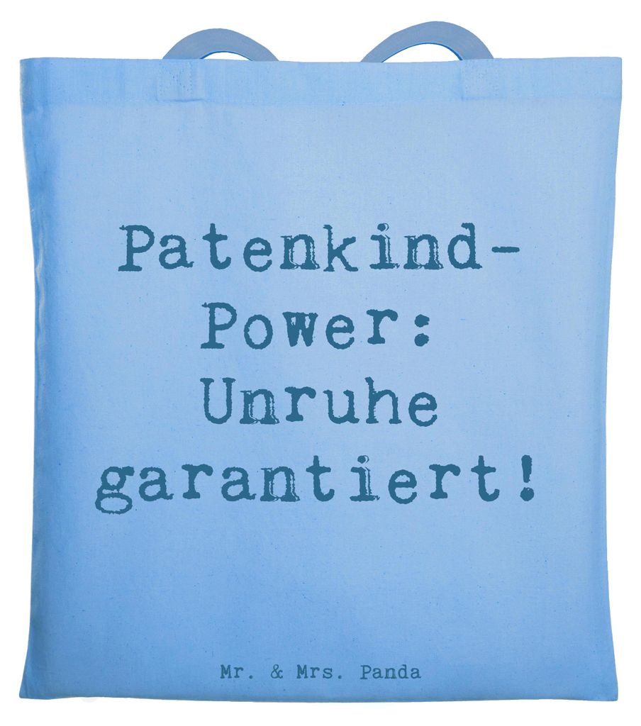 Mr. & Mrs. Panda Einkaufstasche Spruch Patenkind Power - Sky Blue - Geschenk, Humor, Stoffbeutel, Fürsorge, Jutetasche, Tote Bag, Patenschaft, Fam...