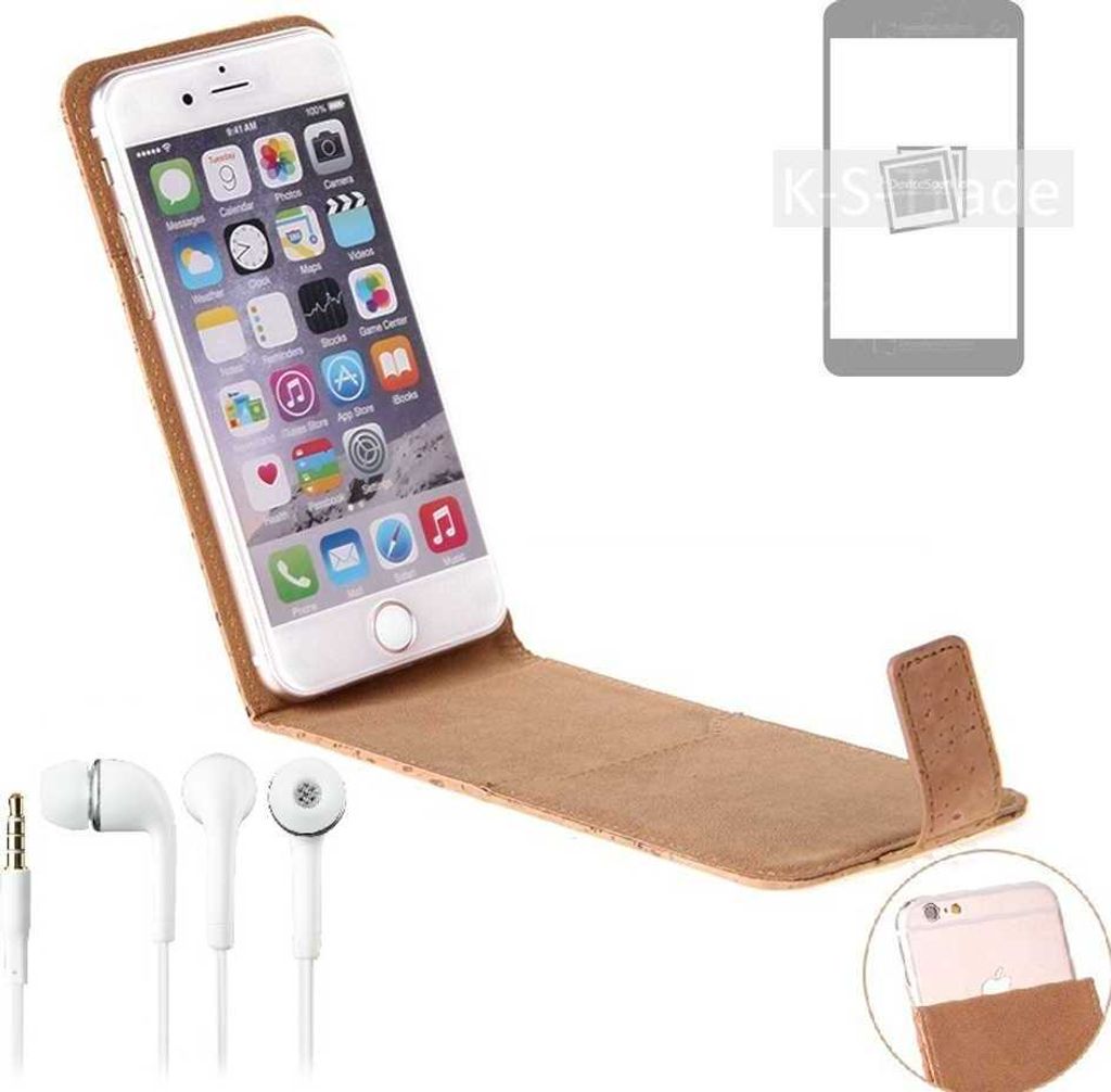 K-S-Trade Schutzhülle mit Kopfhörer kompatibel mit Samsung Galaxy S22+ Handyhülle Cover Kork Tasche Flipstyle Case