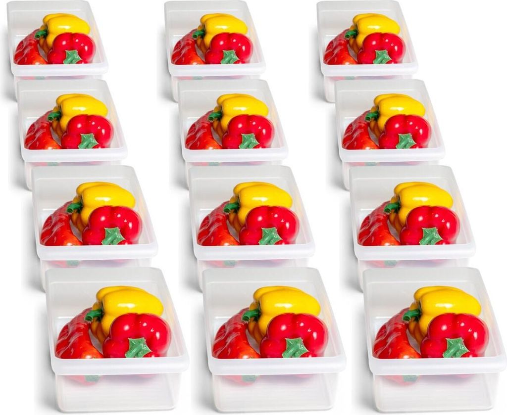 Novaliv 12x Kühlschrank Organizer 30,5 x 7,5 x 16 cm BPA-frei Ordnung Germany Kühlschrankorganizer Lebensmittelecht Aufbewahrung für Küche Haus...