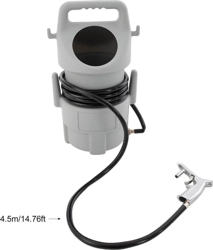 Sandstrahlgerät - Robustes Eimer-Set - 22,68 kg Kapazität - 4,5 m Schlauch - Strahlpistole - Rostentfernung - Aluminium, PVC, HDPE - Silber