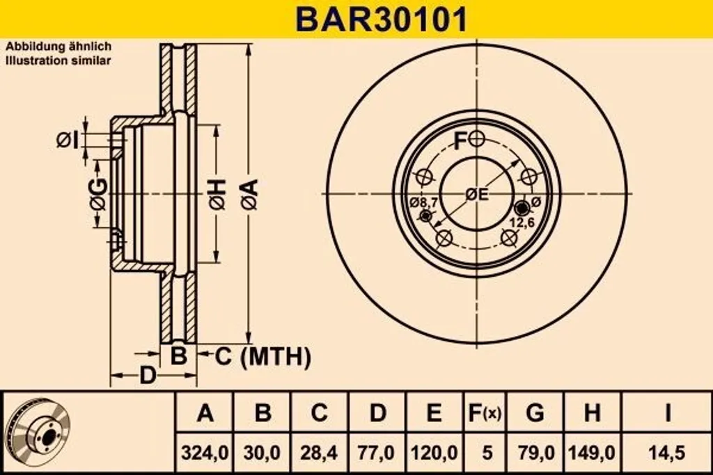 Disques de frein BAR30101 BARUM haute résistance - Lot de 2 unités Pro