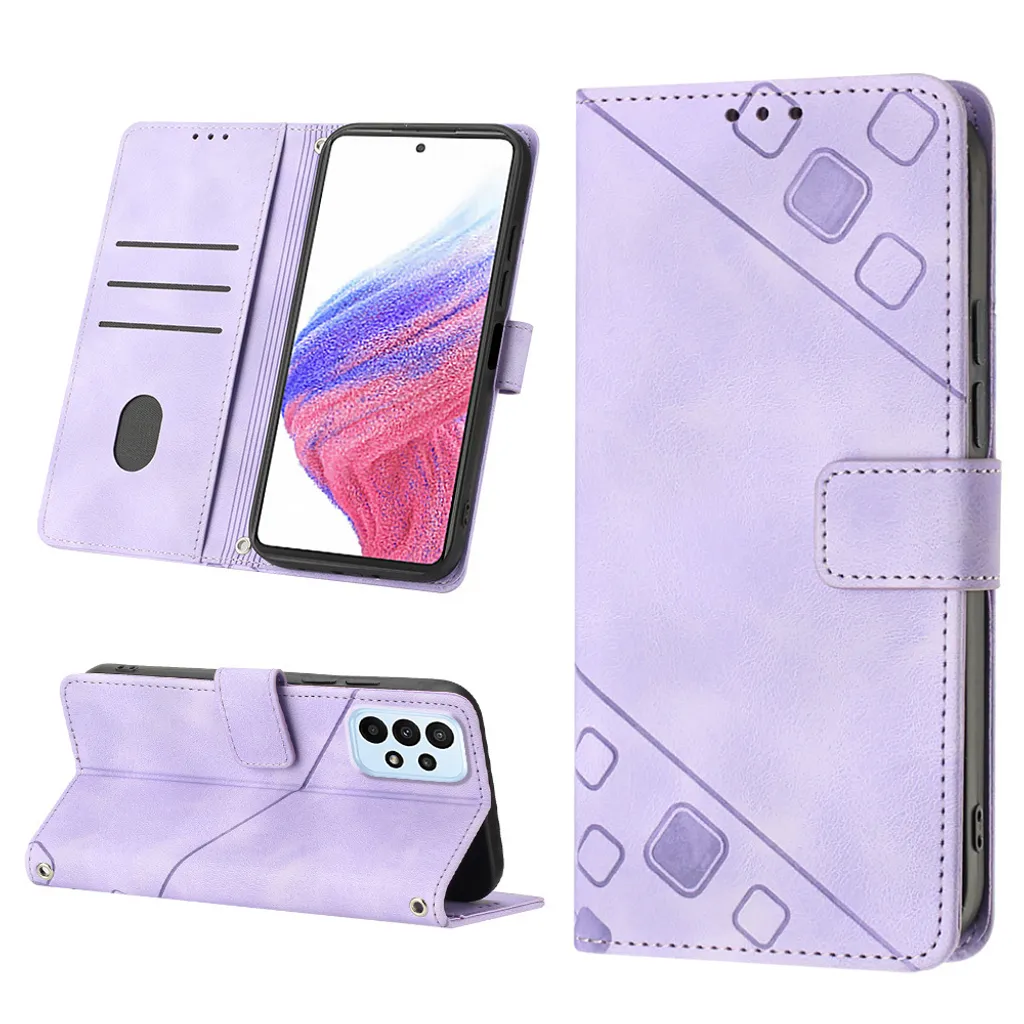 Cover Viola Samsung A73 5G: Custodia Elegante in Pelle con Intagli 3D - 2