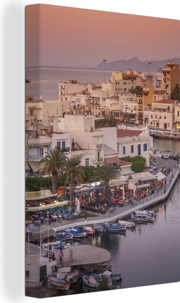 OneMillionCanvasses - Leinwandbilder - 90x140 cm, Kreta - Boote - Griechenland, Wandbilder Kunstdruck Wanddekoration - Wandschmucke - Schlafzimmer