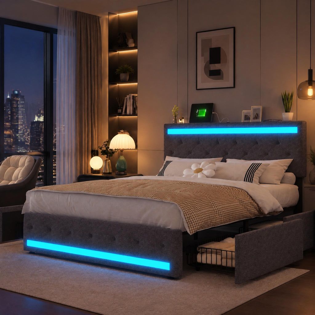 Boxspringbed 180x200 cm met USB-oplaadpoort, bed met Productafbeelding 