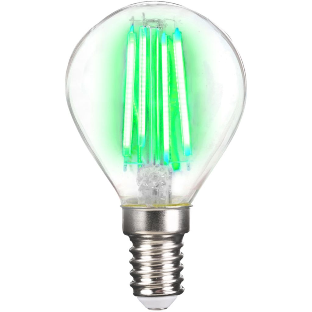 LightMe LED Filament Leuchtmittel Tropfen 4W E14 klar Grün P45 Deco
