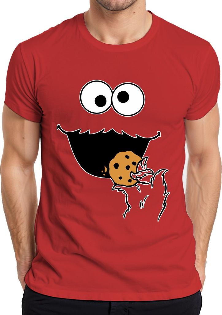 Keksmonster Keks Krümel lustig Karneval Geschenk Fasching Fastnacht Herren T-Shirt, Rot, M