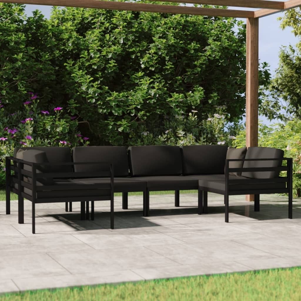 CLORIS 6-tlg. Garten-Lounge-Set mit Kissen Aluminium Anthrazit 3107811