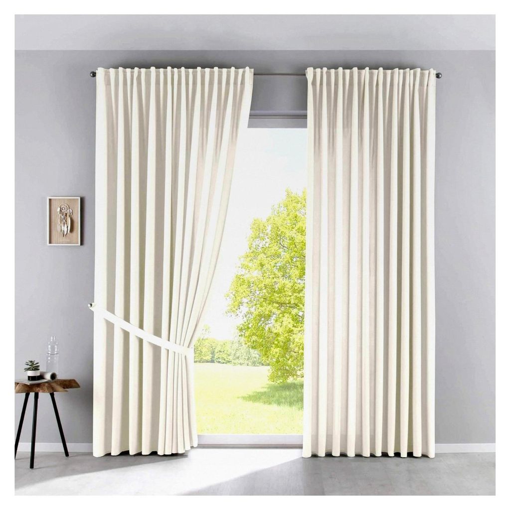 2er Set Vorhänge Blickdicht »Palermo« HxB 250x300 cm Creme Gardinen Extra Breit Matt Lichtdurchlässig Verdeckte Schlaufen Raffhalter Gardinenband
