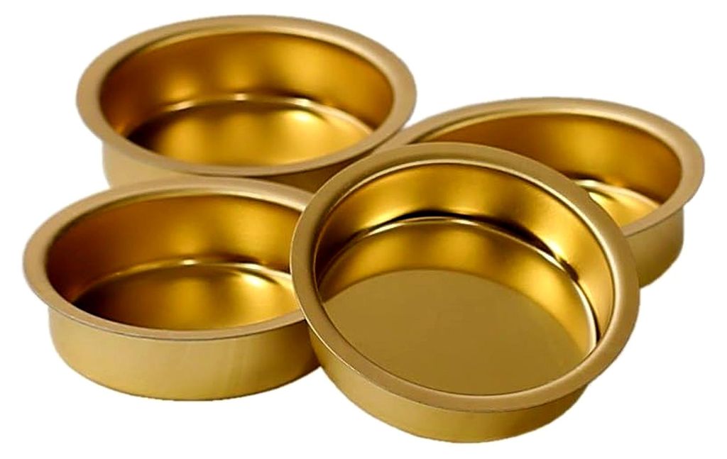 Teelichthalter aus Messing Ø 40mm / 12mm flach - Tülle für Standard Teelichtkerzen, Größe: 4er Set