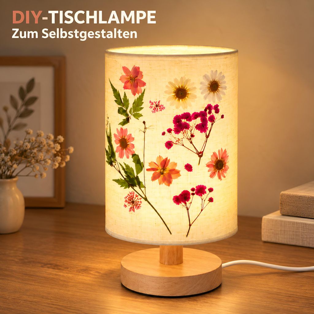DIY Nachtlicht mit Trockenblumen, Blanko Stoffschirm, 3 Produktbild 