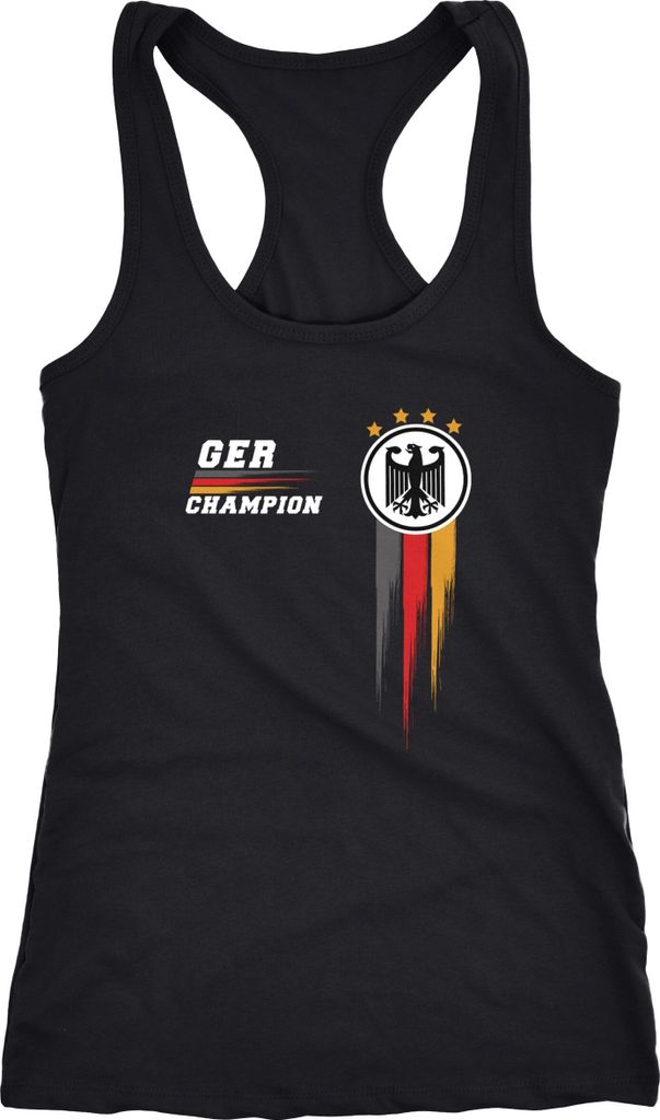 Damen Tank Top Fan-Shirt Deutschland Champion EM 2021 Fußball Europameisterschaft Racerback Muskelshirt Moonworks schwarz M