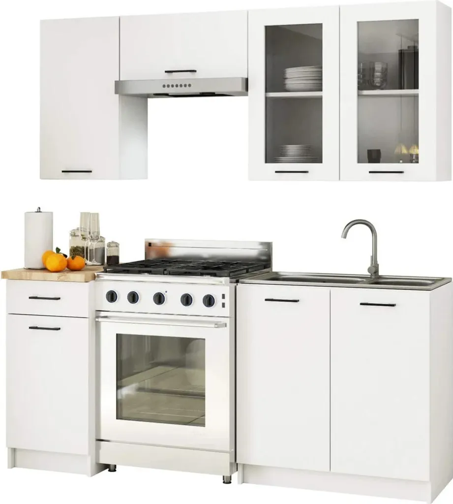 Vitrine blanche VERMINA 80 cm avec étagères et portes en verre clair - 3