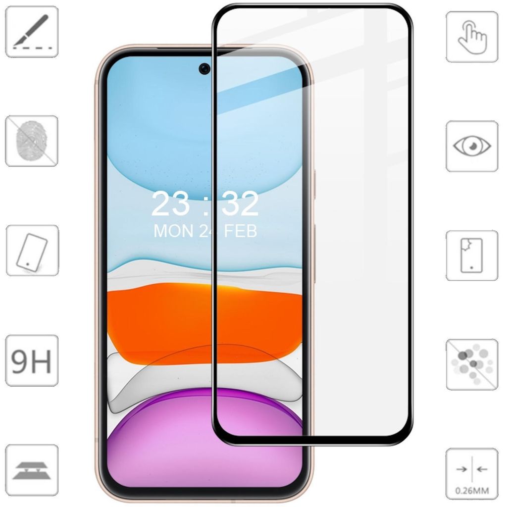 Für Google Pixel 8a 3D Display Full LCD H9 Hart Glas Folie Seiten Schutz