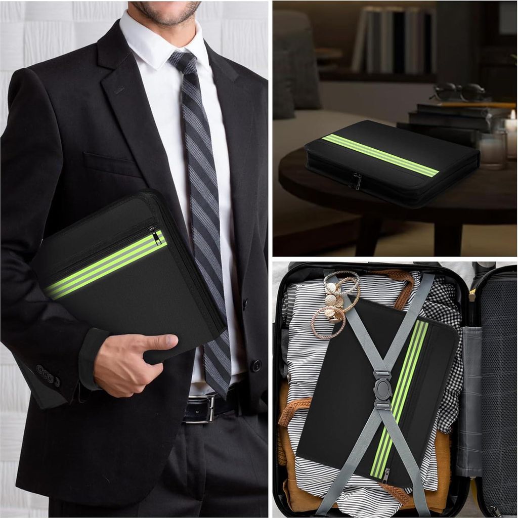 Feuerfeste erweiterbare Dokumentenmappe mit reflektierendem Streifen und 24 Fächern für wertvolle Dokumente