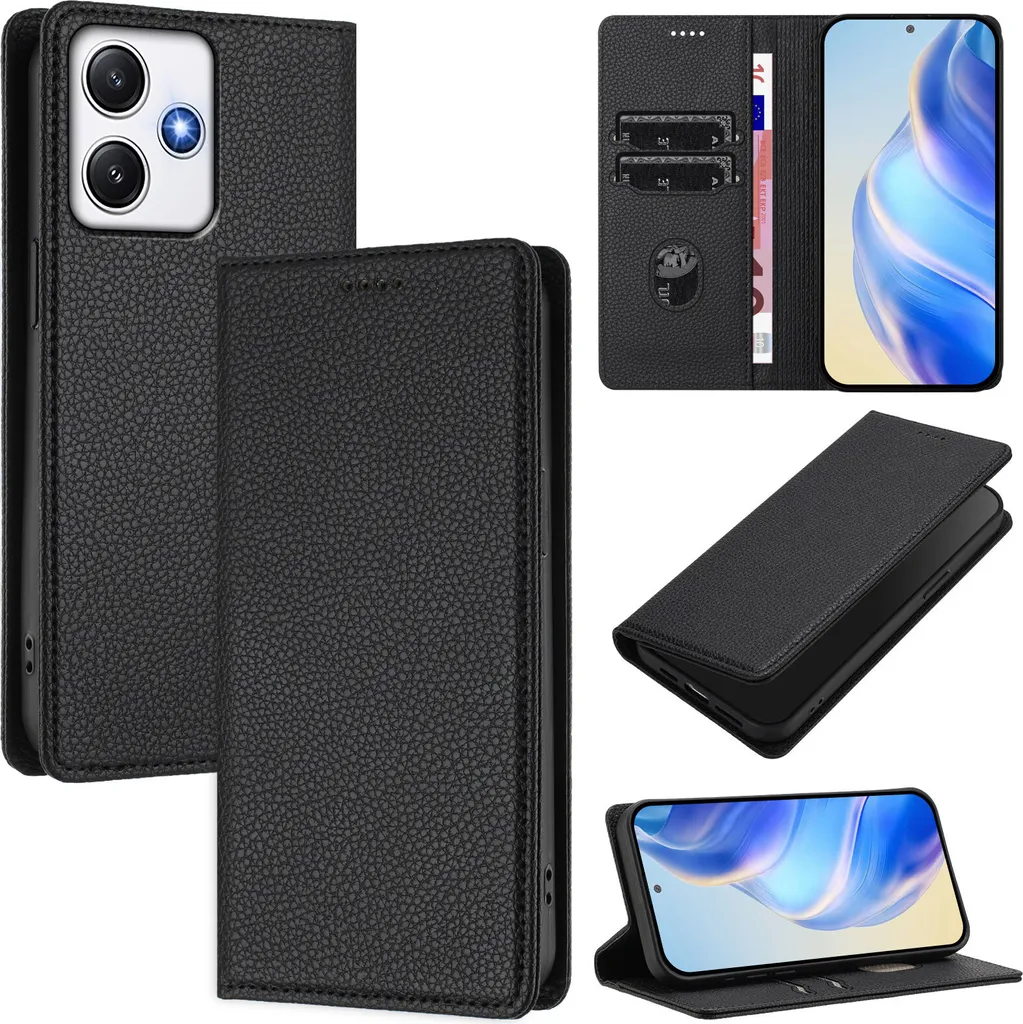 Custodia Pelle Xiaomi Poco M6 Pro 5G / Redmi 12 4G - Portafoglio Litschi