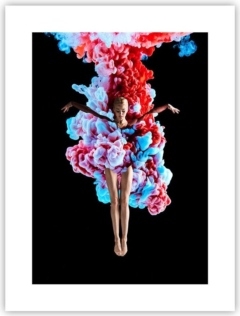 Poster - Poster ohne Rahmen - Mädchen bunt Rauch - 30x40 cm - Wand Bild - Wanddeko - Wandbilder - Kunstposter - Wandposter - Bilder - Kunstdruck -...