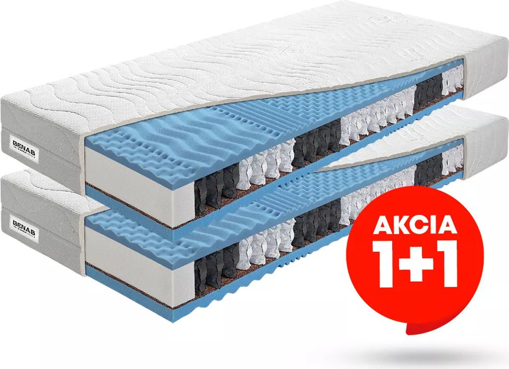 Taschenfederkernmatratze Benab Fyzio Plus 1+1 Matratze 80 x 200 cm H3 / H4 hart 22 cm hohe Taschenfederkernmatratzen, Silber, Kokosnuss, PUR, Stand...