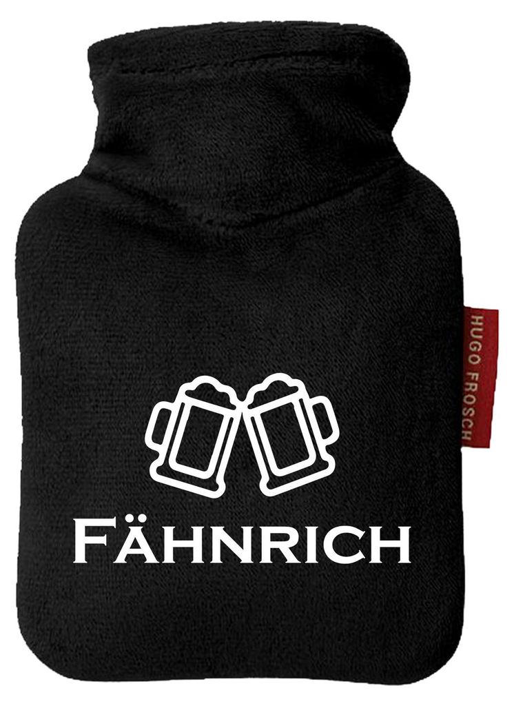 Huuraa Mini-Wärmflasche Fähnrich Schützenfest 0,2 Liter Black Mini Veloursbezug Taschenwärmer Geschenkidee