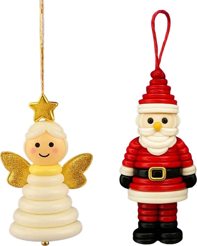 DIY-Weihnachtsschmuck-Set mit Knöpfen: Bunte Knöpfe zum Basteln von Schneemann, Weihnachtsmann, Engel und Weihnachtsbaum für die festliche Dekor...