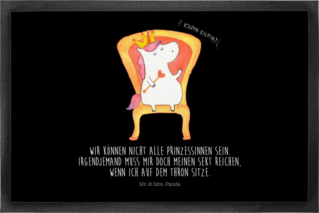 Mr. & Mrs. Panda Schmutzmatte Einhorn Prinzessin 50 x 75 cm - Schwarz - Geschenk, abstreifer, Fussmatte, Unicorn, fußmatte, Gummimatte, Monat, bod...