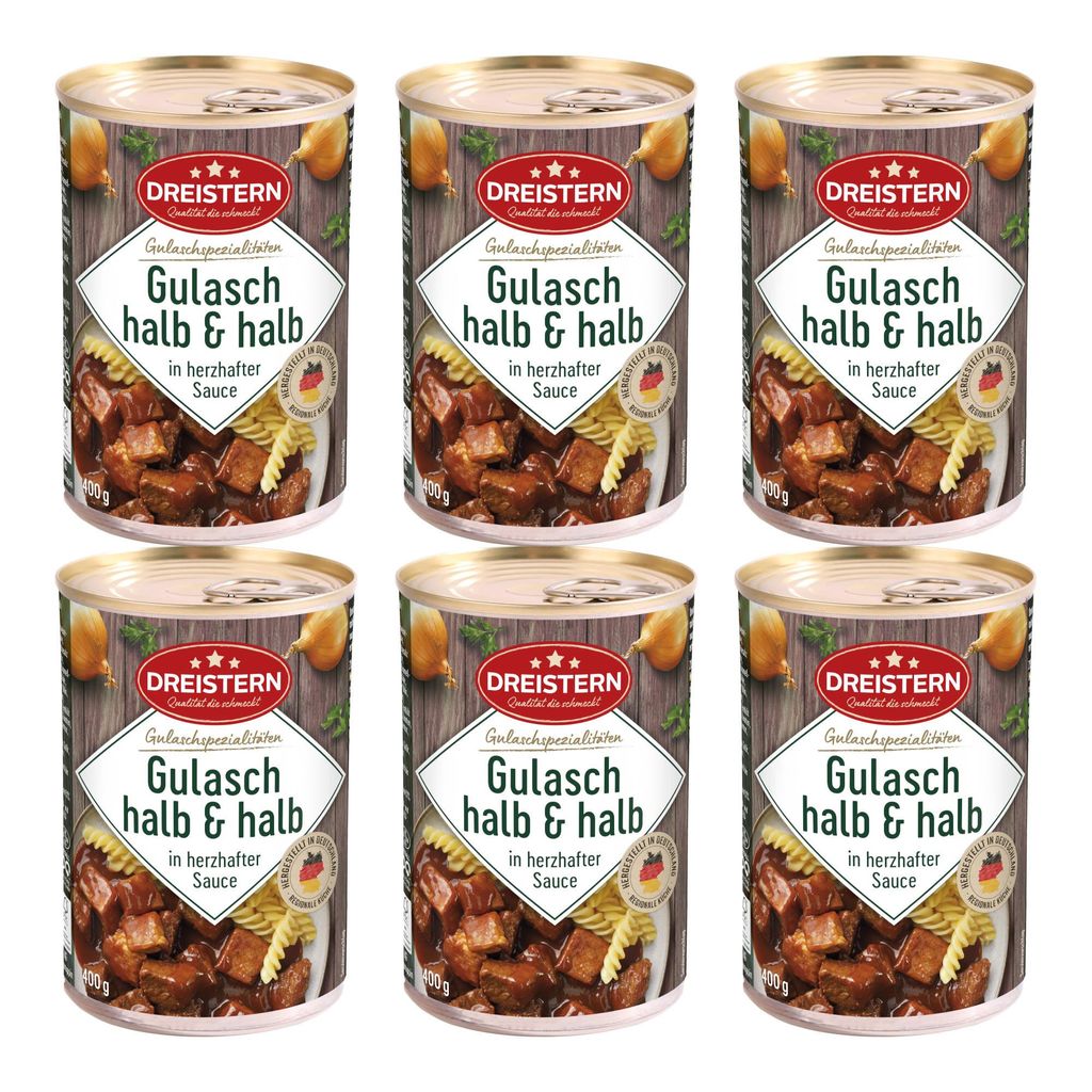 DREISTERN 6x Gulasch halb & halb in herzhafter Sauce 400g Produktbild 