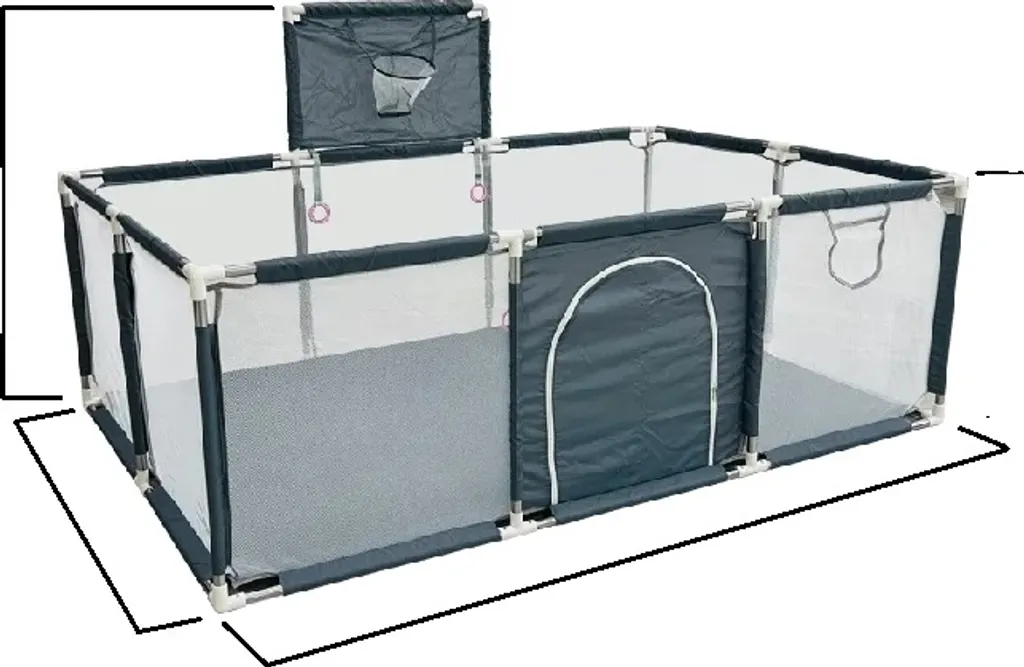 Parc bébé XL modulable en tissu gris foncé - Grande aire de jeux sûre