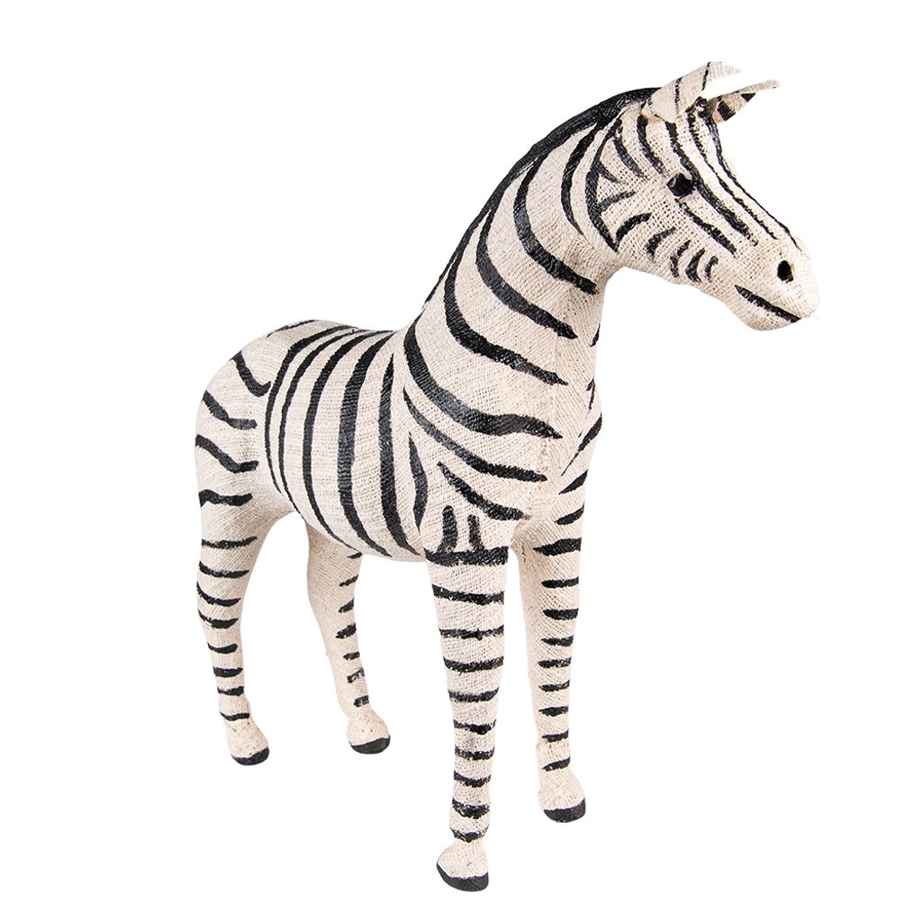 Clayre & Eef Figur Zebra 28 cm Schwarz Weiß Papier