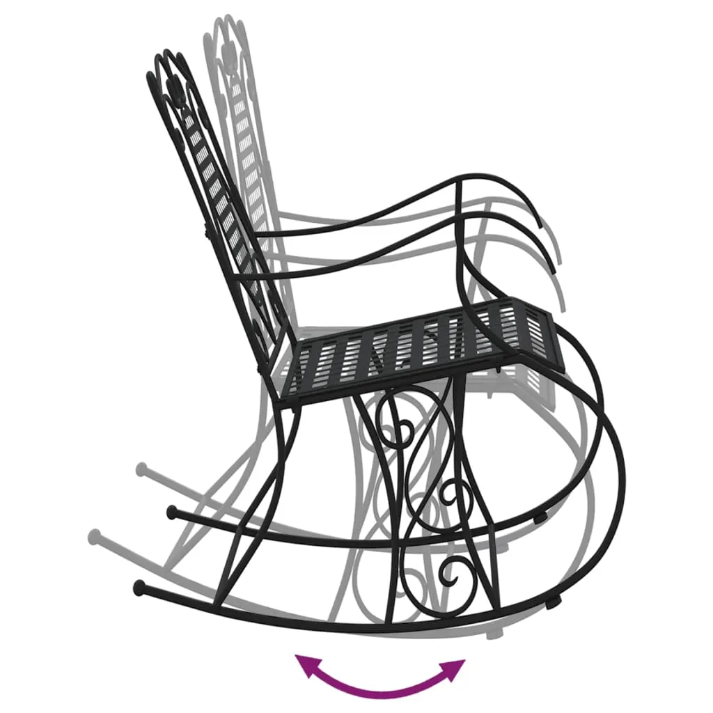 Chaise à bascule en Acier Noir 84 cm - Structure Robuste et Confort Durable - 7