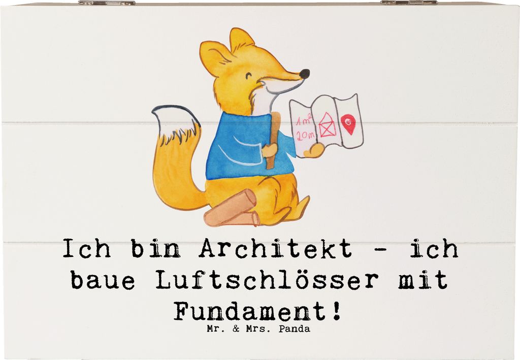 Mr. & Mrs. Panda Erinnerungsbox Architekt Luftschlösser 22 x 15 cm - Weiß - Geschenk, Visionen, handgefertigte Geschenke, Berufsgestaltung, fotob...