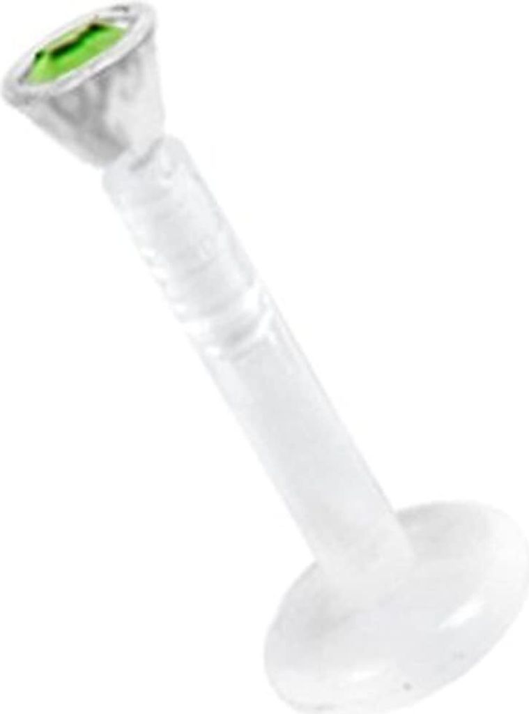 Karisma Labret Bioplast Lippen Piercing Aufsatz Transparent Kristall Stein 2,2mm - Peridot - 10.0 Millimeter
