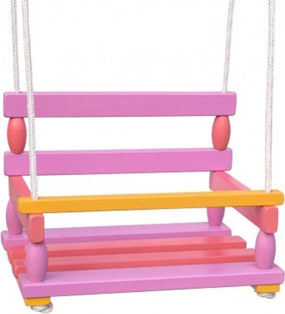 Balançoire bois rose 40x30cm 80kg : le jeu sûr et facile à ranger