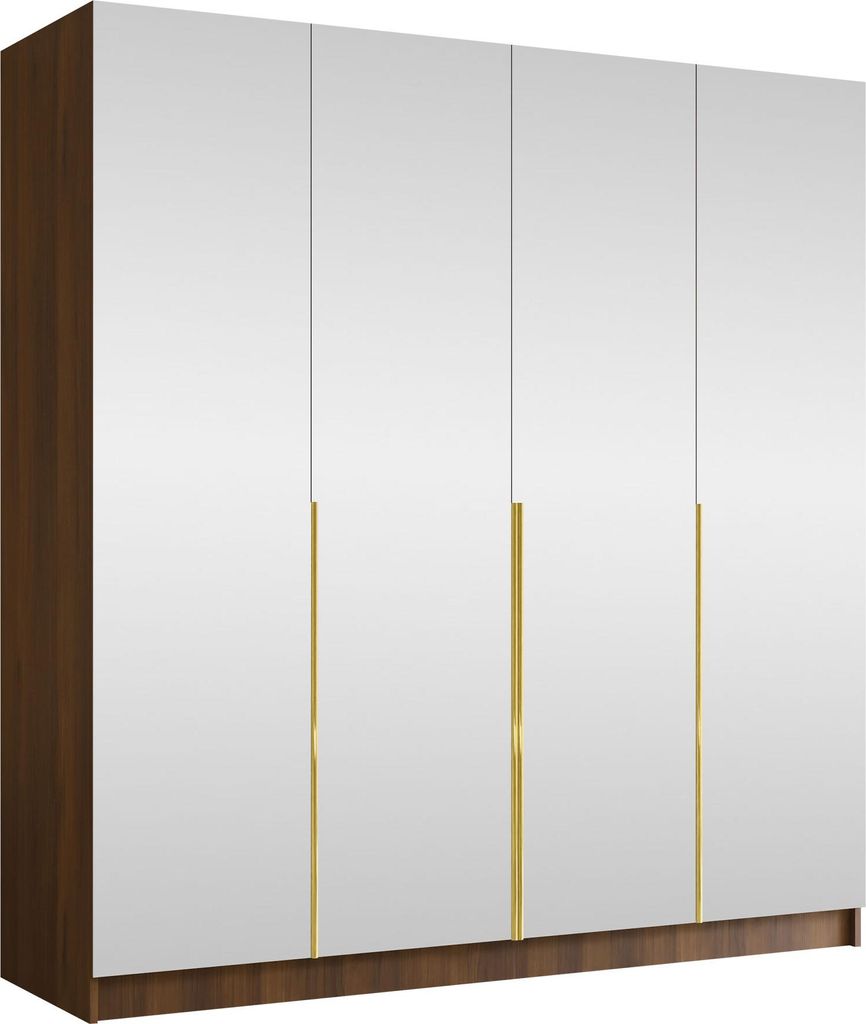 MIRJAN24 Kleiderschrank Santi III, Schlafzimmer, mit Spiegel, Drehtürenschrank, mit Kleiderstange, Modern, Garderobenschrank, Metallgriffe (Farbe:...
