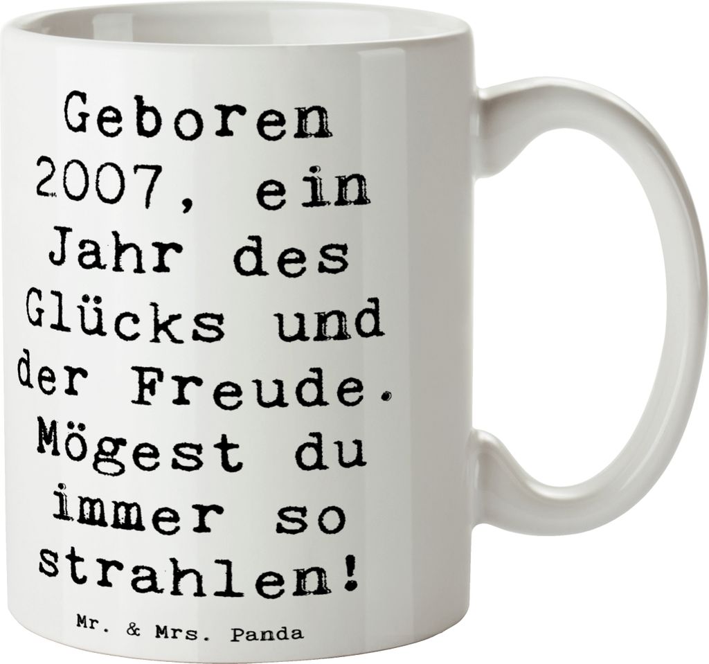 Mr. & Mrs. Panda Becher Spruch 2007 Geburtstag - Weiß - Geschenk, Geboren, Pott, Erinnerung an, stets strahlen, Kaffeepott, Tasse, Bedruckte, Jahr...