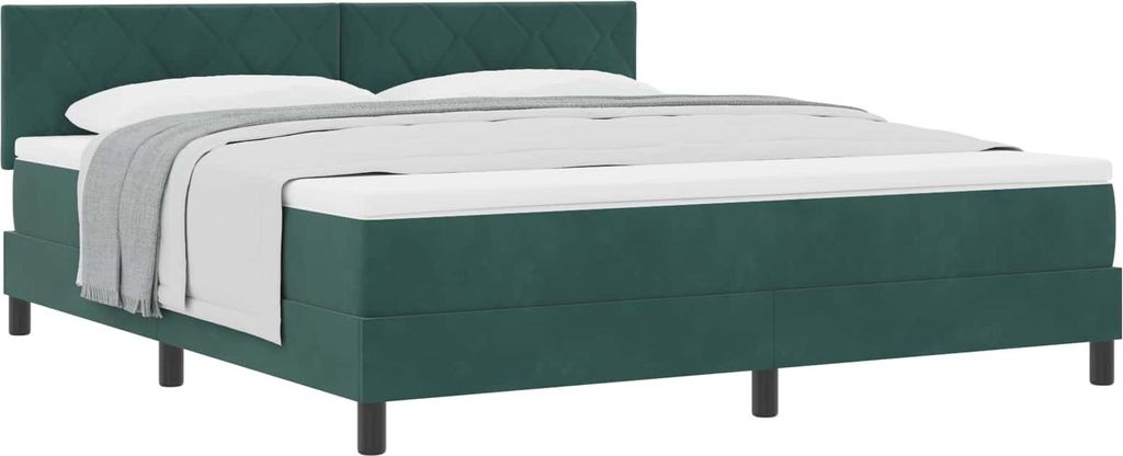 Boxspringbett mit Matratze Dunkelgrün 180 x 200 cm Samt